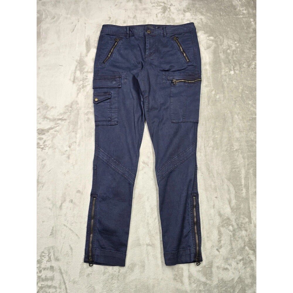 Polo Ralph Lauren Pants Womens Blue Cargo Sz 12 Zip Leg Slim Cotton Military